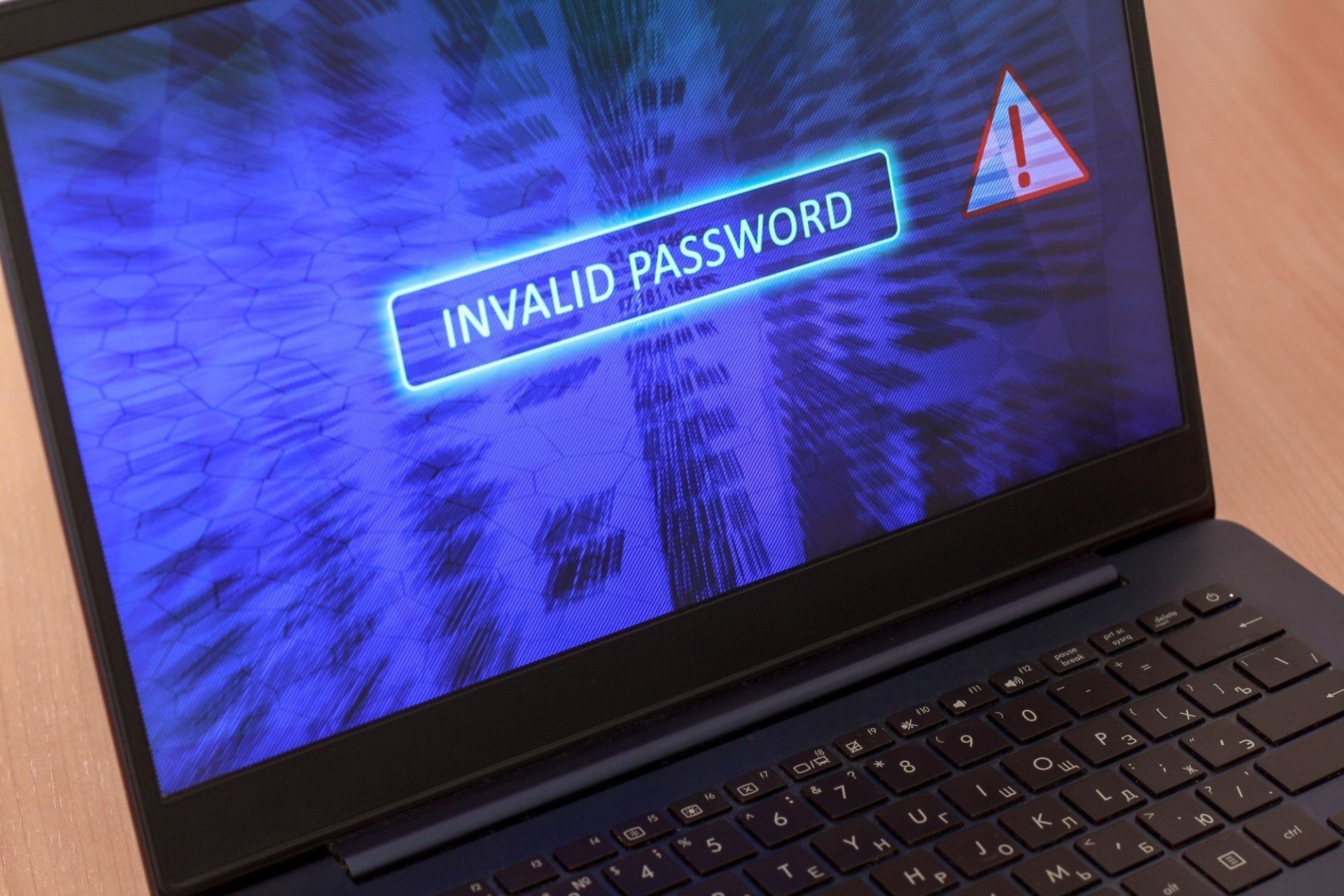 Invalid password alert highlighting cyber threats Australia faces from credential attacks