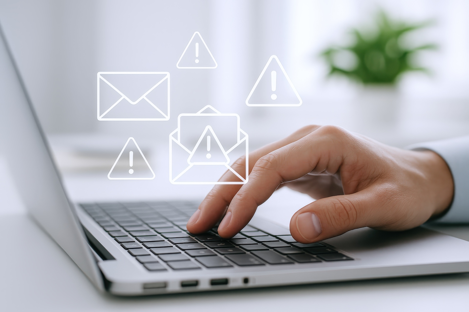 Email security solutions detecting phishing and malicious emails on a laptop