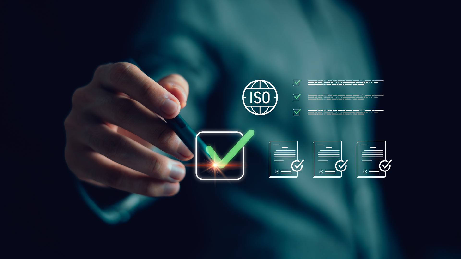 How does an ISO 27001 audit work, compliance checklist review with ISO certification icons