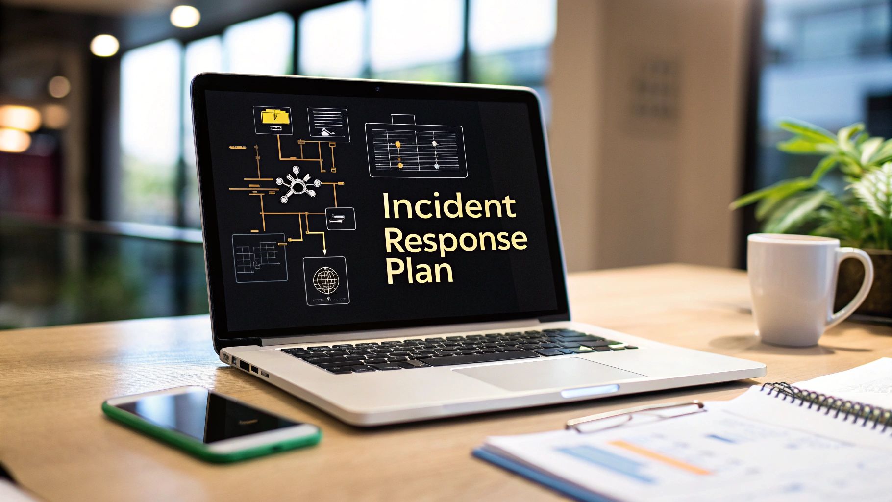 Laptop displaying an incident response plan used by Australian cybersecurity teams to manage and contain security breaches